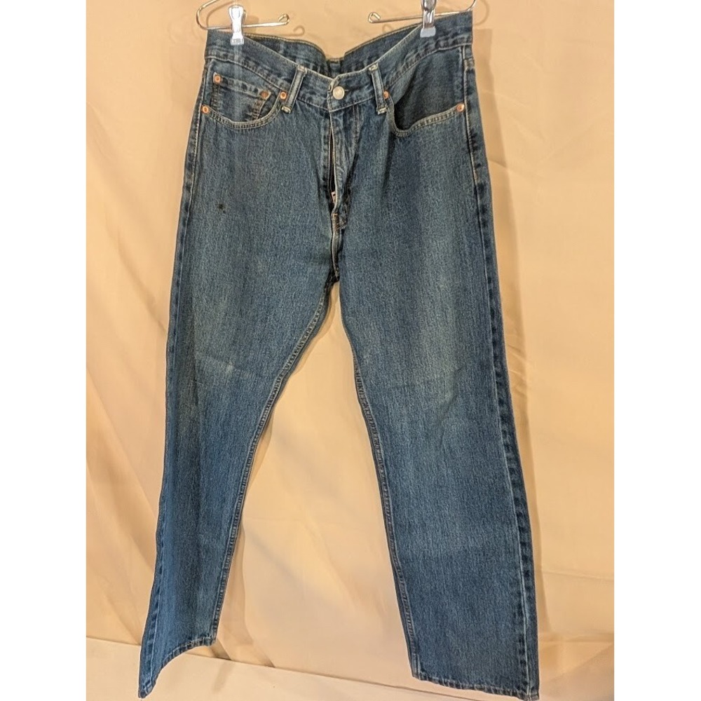 Levi's 505 Men's Jeans W34 L32 Regular Fit Straight Leg Denim Blue - Picture 1 of 5